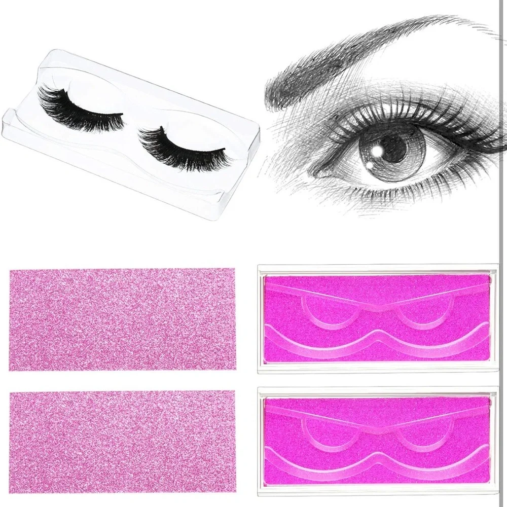 50 Sets Empty Eyelash Case Set- 50 box, 50‎ tray- Pink